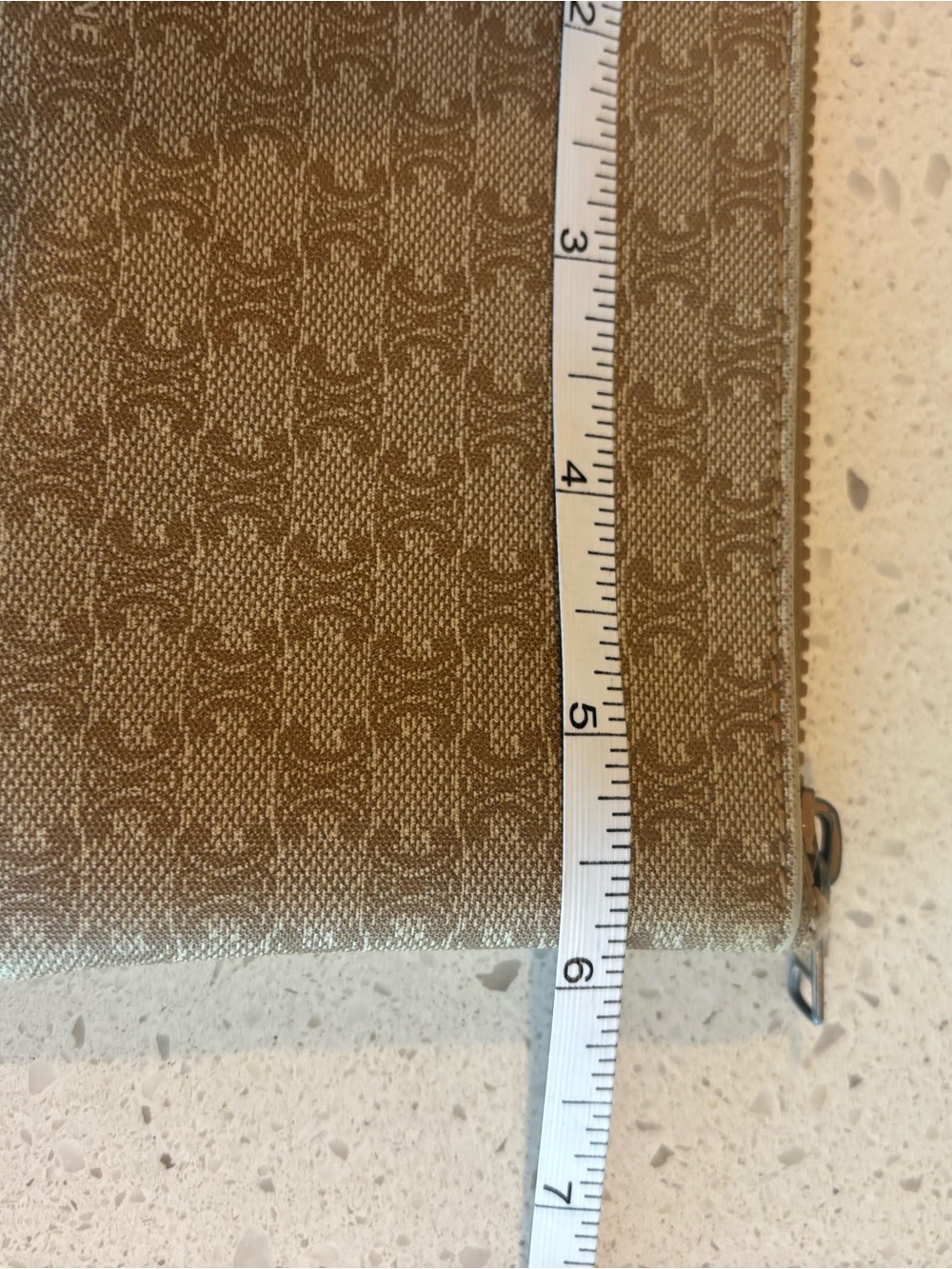 Celine Tan Monogram Canvas Wristlet with Chain Strap - Picture 7 of 9